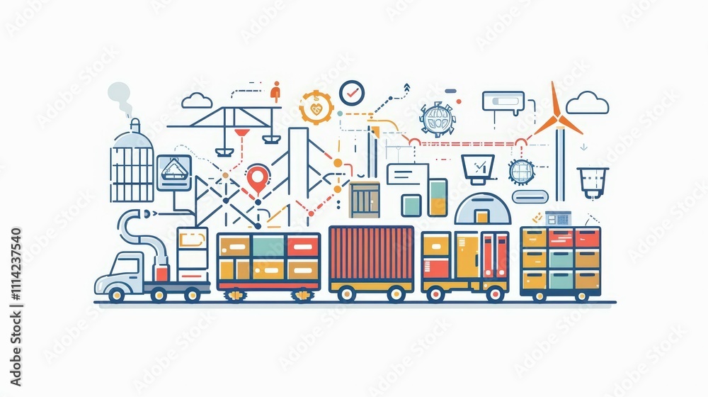 Cartoon depicting clean and efficient supply chain management