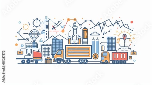 Cartoon depicting clean and efficient supply chain management