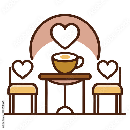 Valentine Coffee Shop Vector Illustration.