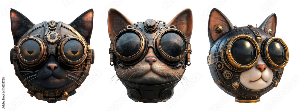 custom made wallpaper toronto digitalSteampunk Cats with Goggles on Transparent Background