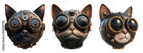 Wallpaper Mural Steampunk Cats with Goggles on Transparent Background Torontodigital.ca