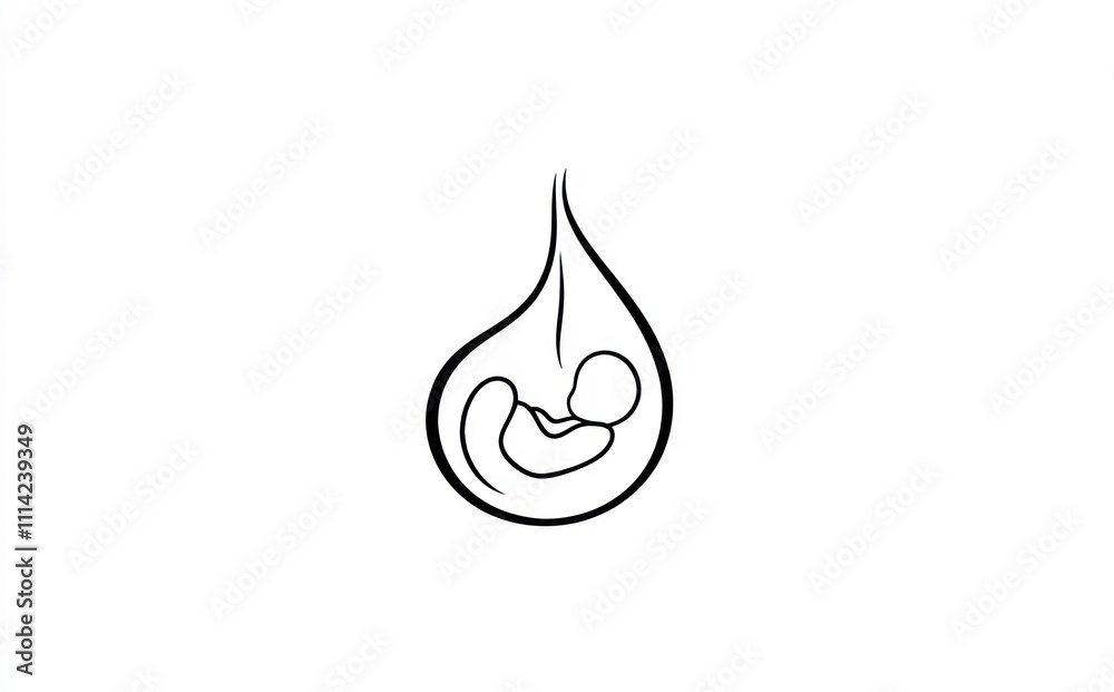 Fetus in a drop, line art. Fetus in a drop, line art.