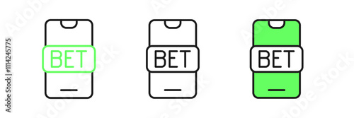 Set line Online sports betting icon isolated on white background. Sport bet bookmaker. Betting online make money. Vector
