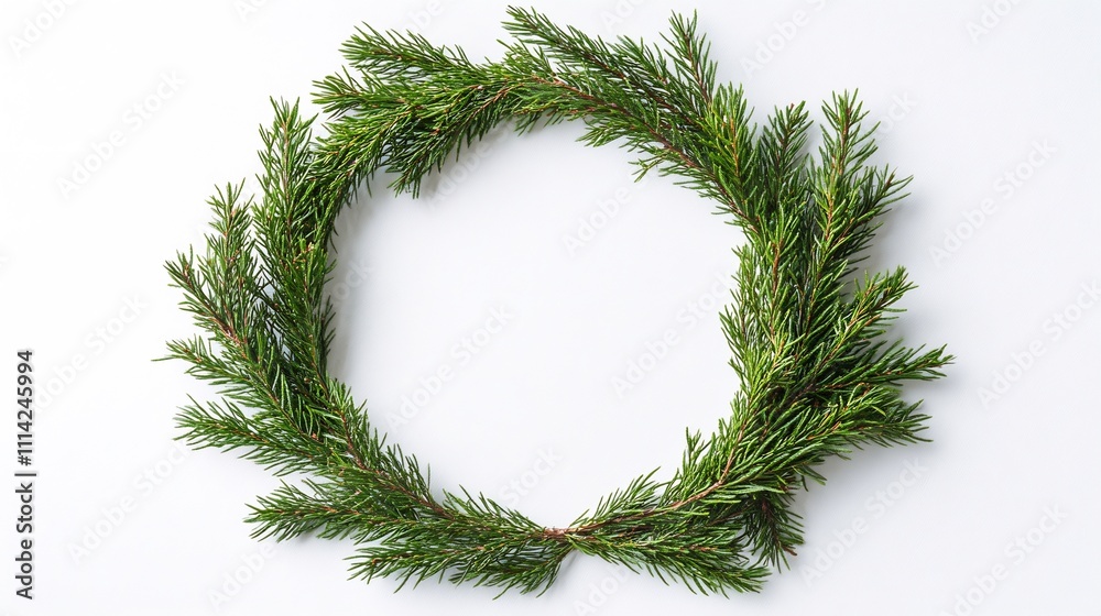 Evergreen wreath circle on white background. Evergreen wreath circle on white background.