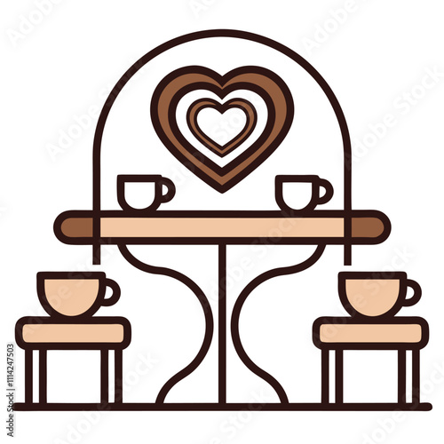 Valentine Coffee Shop Vector Illustration.