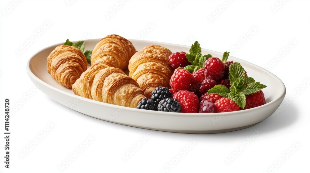 Croissants and Fresh Berries on a Platter Croissants and Fresh Berries on a Platter