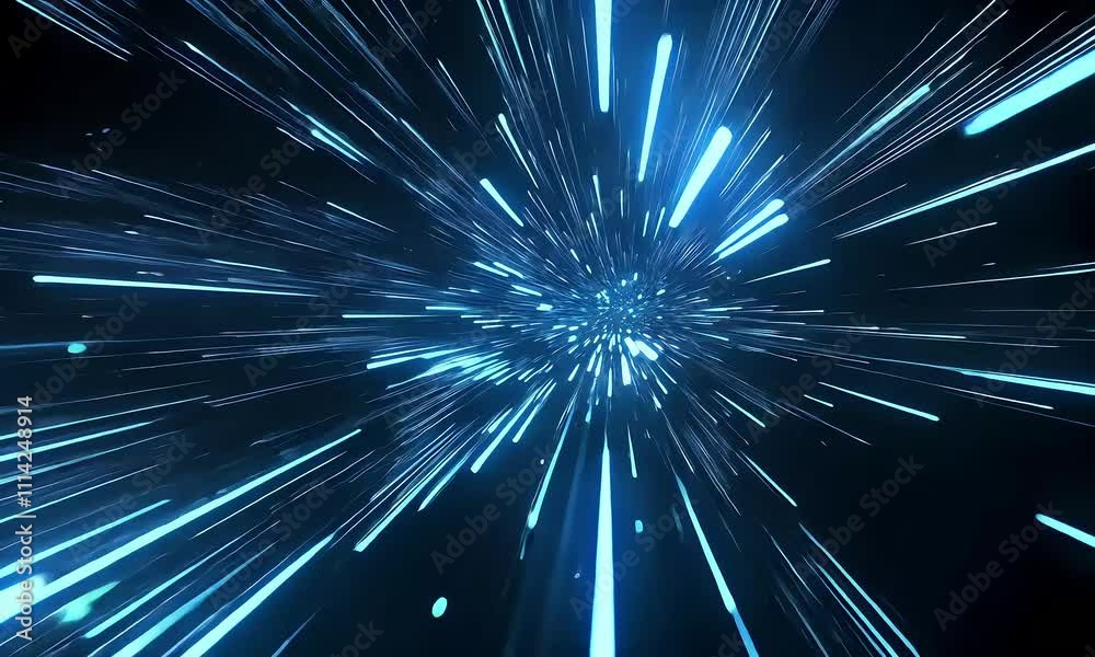 A dynamic visual representation of speed and movement, showcasing blue light streaks radiating outward, creating a sense of depth and energy.