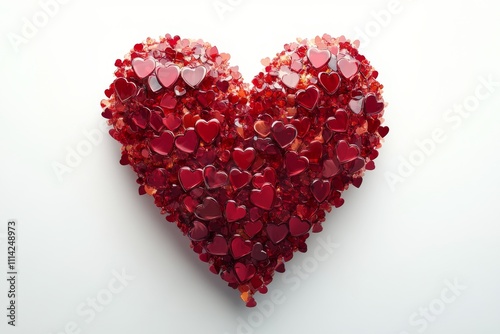 Heart made of small red shapes symbolizes love and affection in artistic display photo