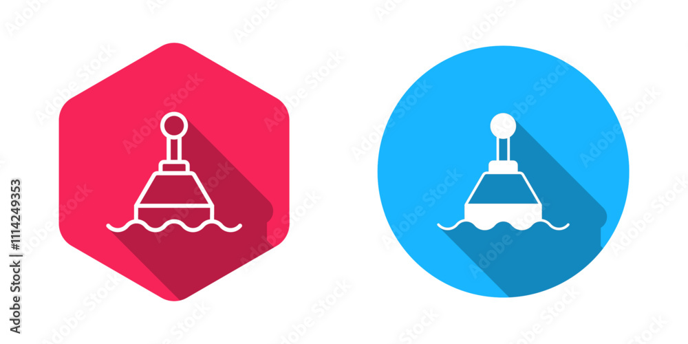 Filled and outline Floating buoy on the sea icon isolated with long shadow background. Vector Filled and outline Floating buoy on the sea icon isolated with long shadow background. Vector