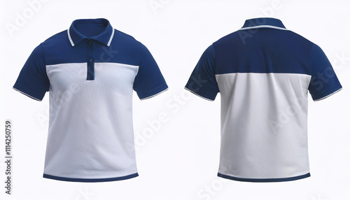 Two Tone Polo Shirt Mockup Front Back Views Clothing Design Template