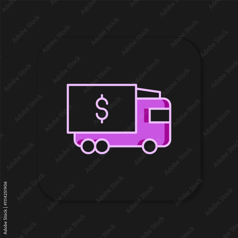 Fototapeta premium Filled outline Armored truck icon isolated on black background. Flat filled outline style with shadow. Vector