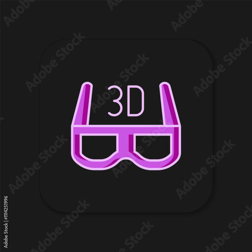 Filled outline 3D cinema glasses icon isolated on black background. Flat filled outline style with shadow. Vector