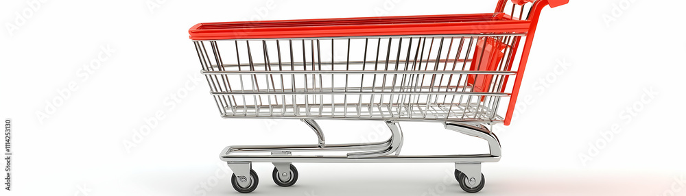 Red shopping cart on white background. (1) Red shopping cart on white background. (1)