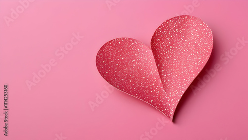 Paper valentines day hearts on pink