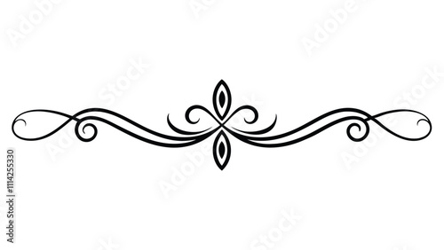 Decorative Divider Line Symmetric Ornamental Border Floral Motif Abstract Flourish Filigree Elements