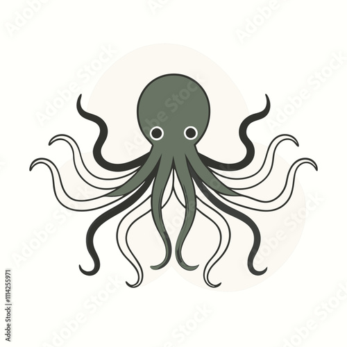 a black and white illustration of an octopus