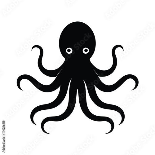 a black and white illustration of an octopus