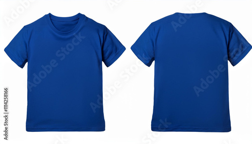 Royal Blue Kids T Shirt Mockup Front Back Views Clothing Design Template