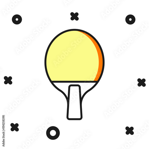 Filled outline Racket for playing table tennis icon isolated on white background. Flat filled outline style with shadow. Vector