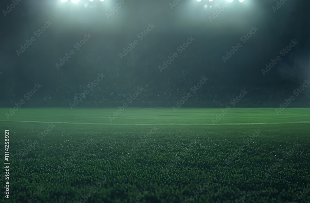 Empty Stadium at Night Under Floodlights Empty Stadium at Night Under Floodlights