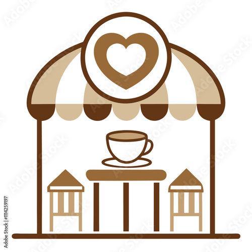 Valentine Coffee Shop Vector Illustration.