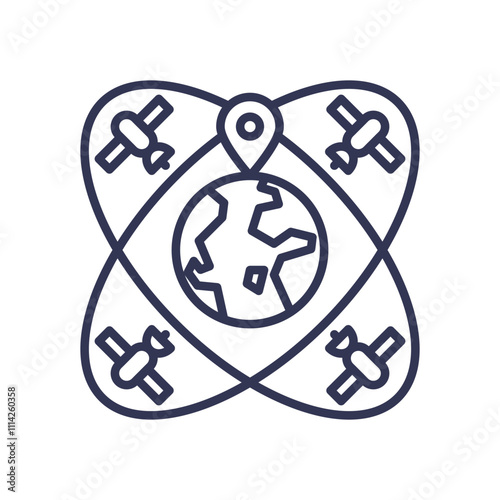 Earth with satellites symbolizes global connectivity and coverage.