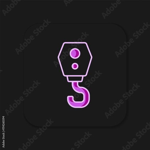 Filled outline Crane hook icon isolated on black background. Industrial hook icon. Flat filled outline style with shadow. Vector