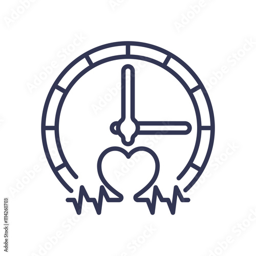 Clock and heart symbolizing timely healthcare and wellness.