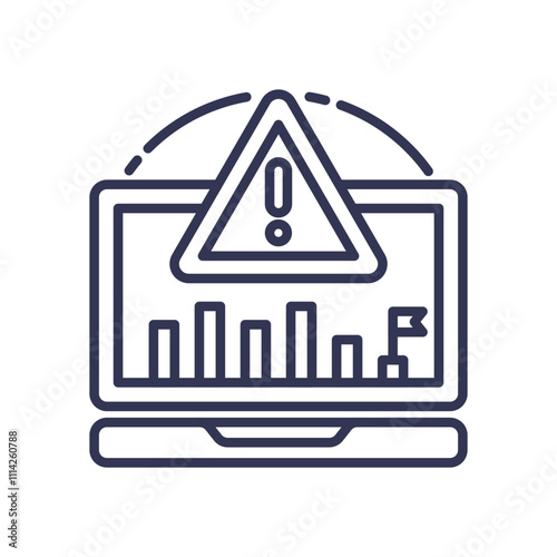 Laptop with alert symbol and bar graph indicating suspicious activity monitoring.