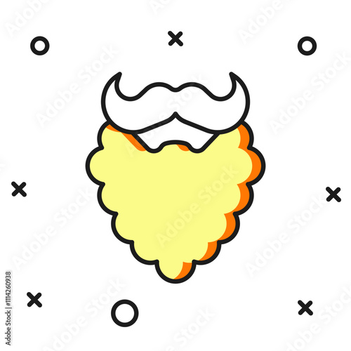 Filled outline Mustache and beard icon isolated on white background. Barbershop symbol. Facial hair style. Flat filled outline style with shadow. Vector