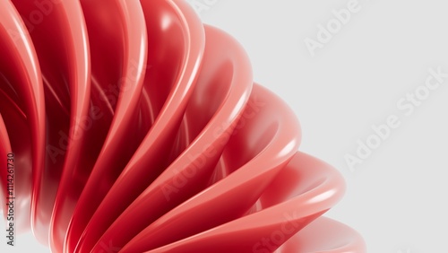 Abstract 3D background with red wavy lines in a minimalist style, smooth texture, modern design for banners, presentations, backgrounds, and advertising. Geometric shapes on a light background.