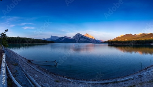 lake minnewanka in the blue hour photo