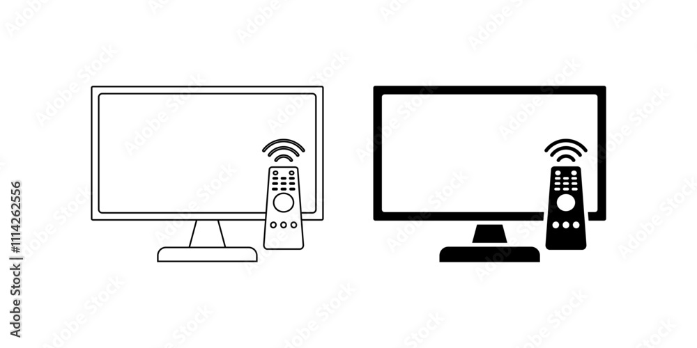 outline silhouette tv remote icon set isolated on white background outline silhouette tv remote icon set isolated on white background