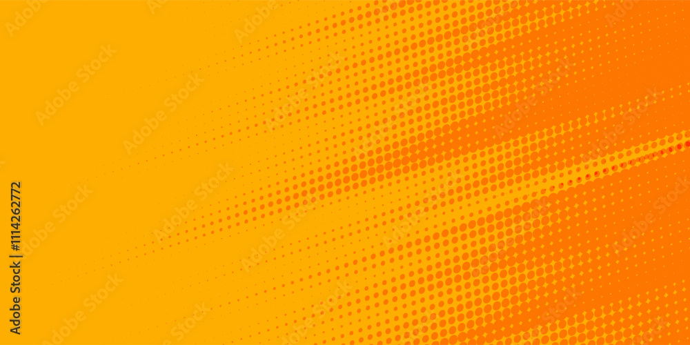 Yellow halftone pattern. Retro comic gradient background. Bright orange pixelated dotted texture overlay. Cartoon pop art faded gradient pattern. Yellow halftone pattern. Retro comic gradient background. Bright orange pixelated dotted texture overlay. Cartoon pop art faded gradient pattern.