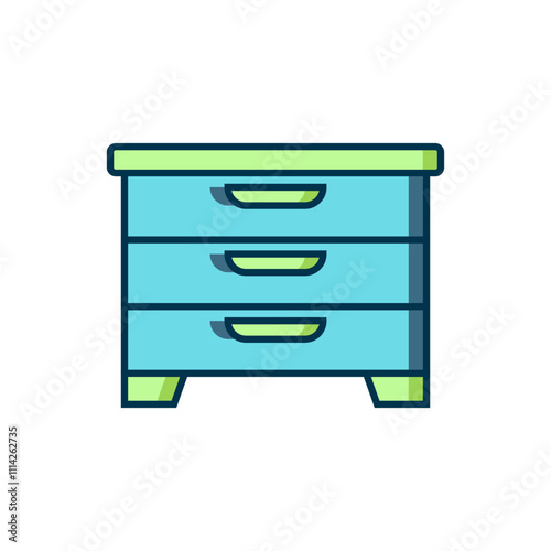 Filled outline Chest of drawers icon isolated on white background. Flat filled outline style with shadow. Vector