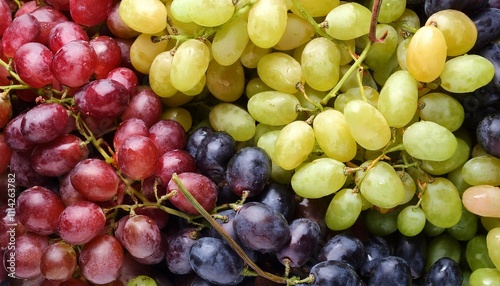 mix of colorful grape as background top view