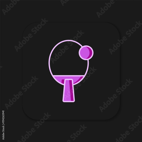 Filled outline Racket for playing table tennis icon isolated on black background. Flat filled outline style with shadow. Vector