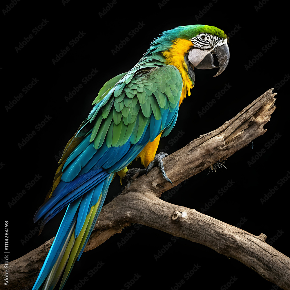 Fototapeta premium A vibrant, colorful parrot with striking feathers, showcasing bright hues