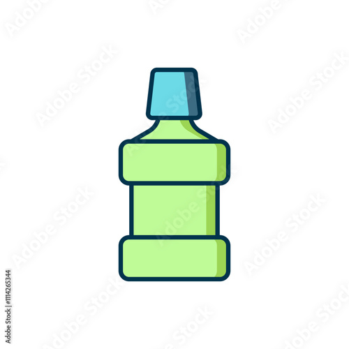 Filled outline Mouthwash plastic bottle icon isolated on white background. Liquid for rinsing mouth. Oralcare equipment. Flat filled outline style with shadow. Vector