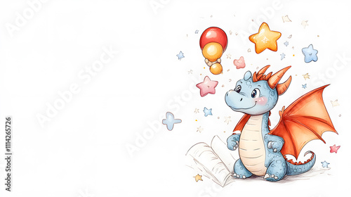 Vibrant Chinese Dragon Doodles, Playful and Whimsical 2D Illustrations for Posters, Tags, and Banners