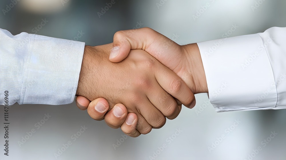 A confident employee shaking hands with a manager in a corporate setting, symbolizing career advancement and professional growth A confident employee shaking hands with a manager in a corporate setting, symbolizing career advancement and professional growth