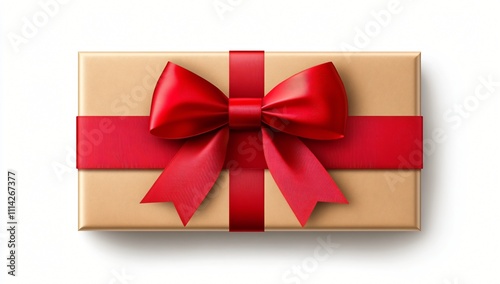 Festive Gift Box with Red Bow Holiday Present Celebration Birthday Anniversary