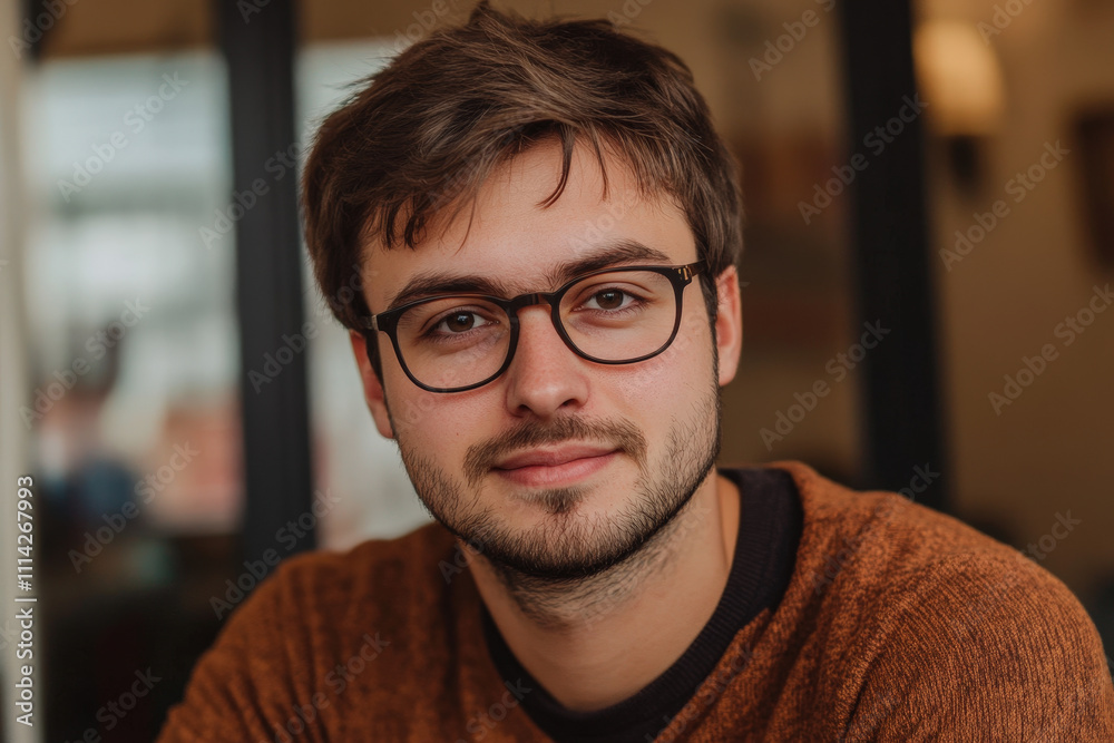 Casual Portrait of a Young Man in Glasses Casual Portrait of a Young Man in Glasses