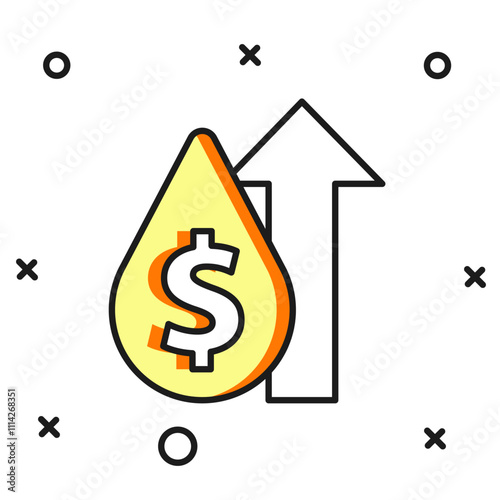 Filled outline Oil price increase icon isolated on white background. Oil industry crisis concept. Flat filled outline style with shadow. Vector