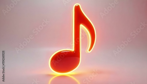 a black music note 3D render on a white background with a reflective surface effect create with ai