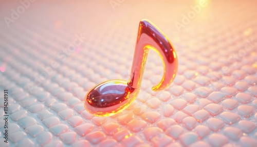 a music note 3d render on a textured white background, emphasizing depth and dimension create with ai