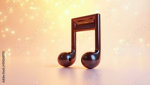 black music note 3d render on white background create with ai