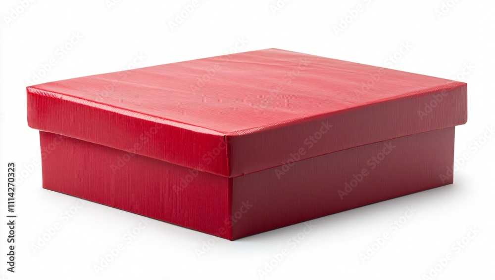 Red Gift Box Square Cardboard Packaging Present Container Holiday Celebration Red Gift Box Square Cardboard Packaging Present Container Holiday Celebration