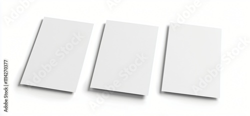 Blank Paper Mockup Three White Cards Stationery Design Template