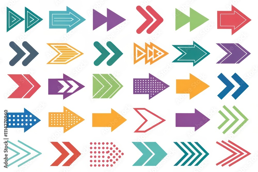 Collection of Colorful Arrow Icons Various Styles and Designs for Web or Print Collection of Colorful Arrow Icons Various Styles and Designs for Web or Print